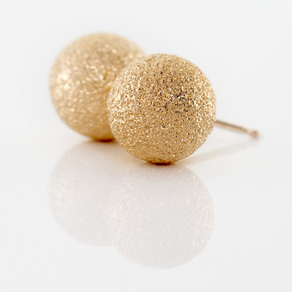 Boucles D'oreilles Puces Fidelia Boule Sablee Or Jaune - Clous d'oreilles Femme | Histoire d’Or