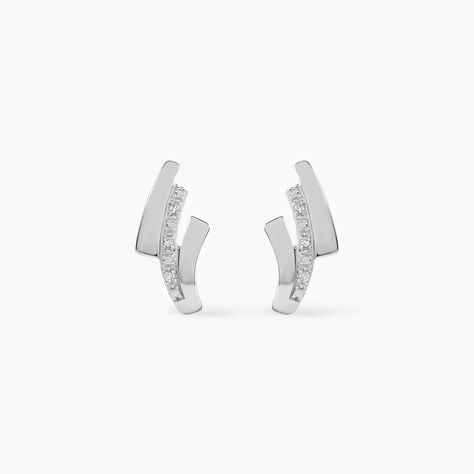 Boucles D'oreilles Puces Ainhoa Or Blanc Diamant - Boucles d'oreilles pierres pr&eacute;cieuses Femme | Histoire d&rsquo;Or