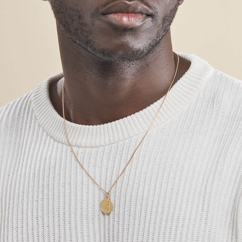 Pendentif Vierge Rond Strie Or Jaune - Pendentifs Baptême Famille | Histoire d’Or