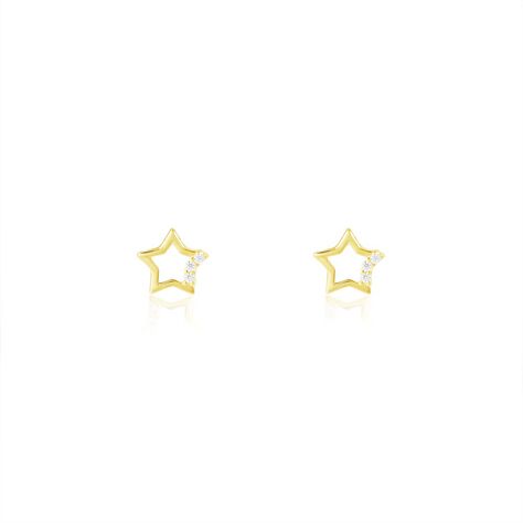 Boucles D'oreilles Puces Camomille Or Jaune Oxyde De Zirconium - Clous d'oreilles Enfant | Histoire d&rsquo;Or