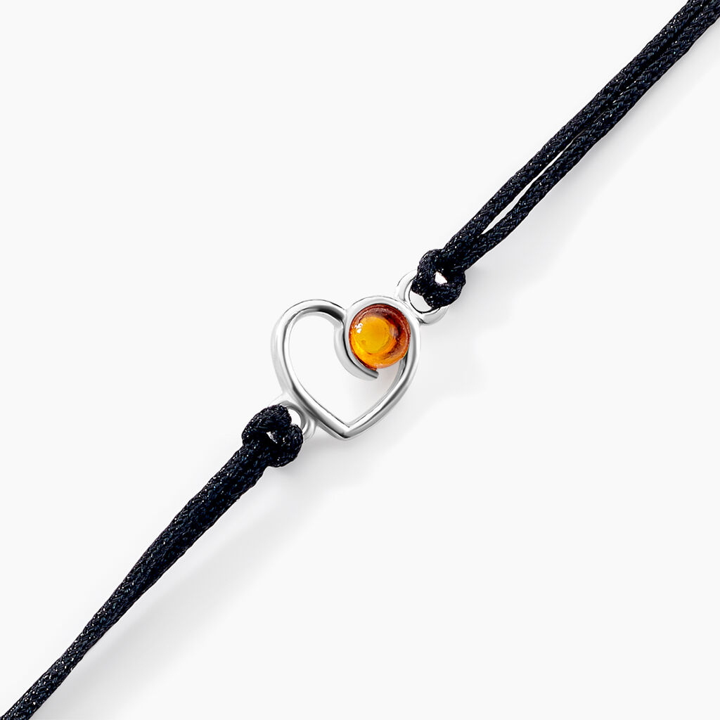 Bracelet Argent Blanc Mialy Ambre - Bracelets cordon Femme | Histoire d&rsquo;Or
