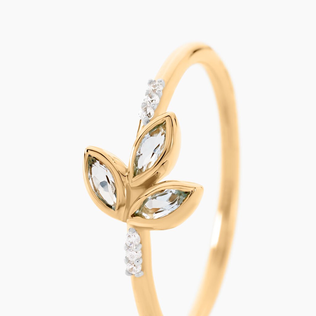 Bague Oc&eacute;an Or Jaune Topaze Oxyde De Zirconium - Bagues avec pierre Femme | Histoire d&rsquo;Or