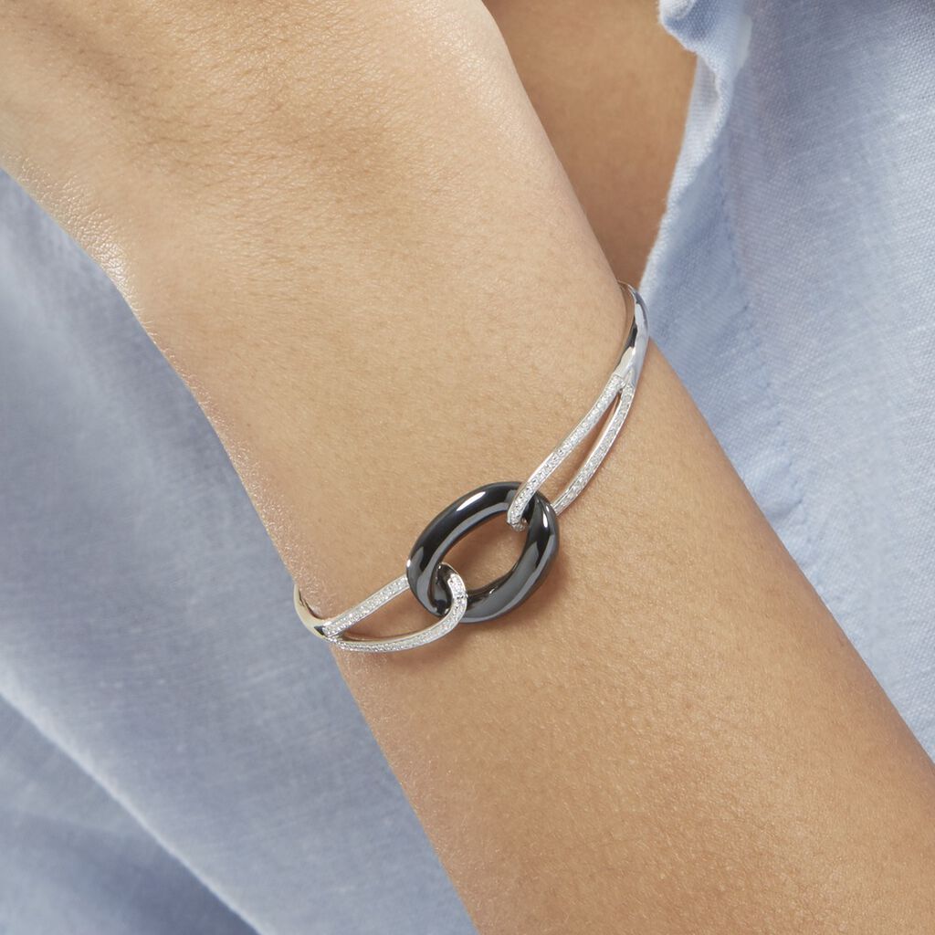 Bracelet Jonc Ceramik Design Argent  Céramique Et Oxyde De Zirconium - Bracelets Femme | Histoire d’Or