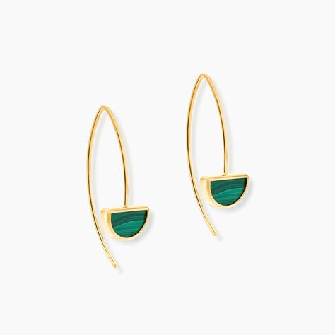 Boucles D'oreilles Pendantes Florica Or Jaune Malachite - Boucles d'oreilles pendantes Femme | Histoire d&rsquo;Or