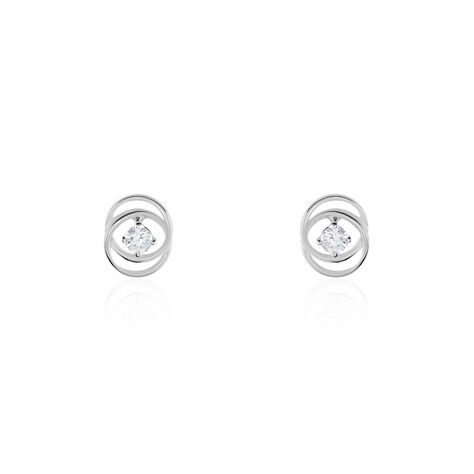 Boucles D'oreilles Puces Nid Amour Or Blanc Diamant - Clous d'oreilles Femme | Histoire d’Or