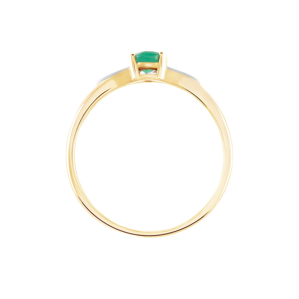 Bague Solitaire Ludmilla Or Jaune Emeraude Et Diamant - Bagues solitaires Femme | Histoire d&rsquo;Or