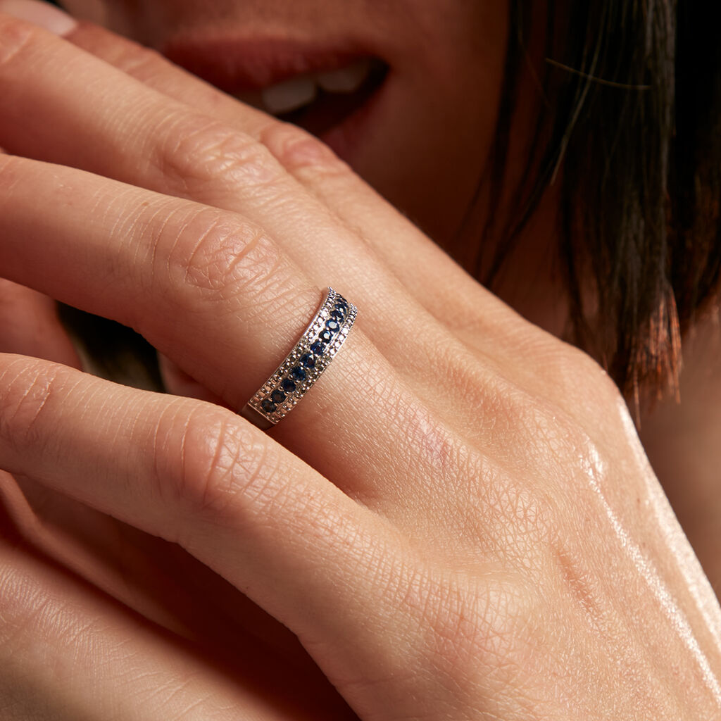 Amias Witgouden Saffier Diamant Ring - Bagues avec pierre Femme | Histoire d’Or
