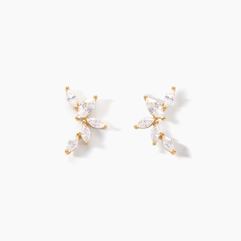 Boucles D'oreilles Puces Youssa Or Jaune Oxyde De Zirconium - Clous d'oreilles Femme | Histoire d&rsquo;Or