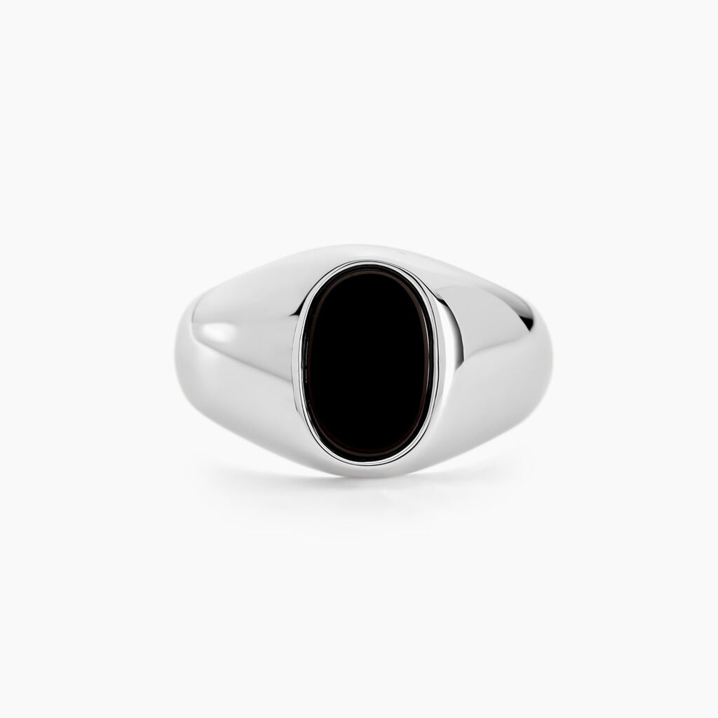 Chevali&egrave;re Amaurie Argent Blanc Onyx - Bagues solitaires Homme | Histoire d&rsquo;Or
