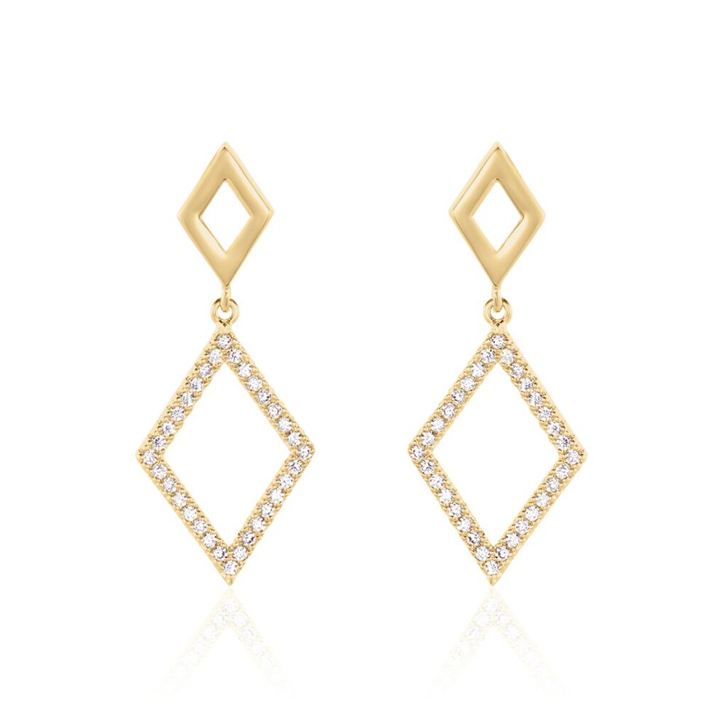 Boucles D'oreilles Brody Plaqué Or Jaune Oxydes De Zirconium - Boucles d'oreilles fantaisie Femme | Histoire d’Or