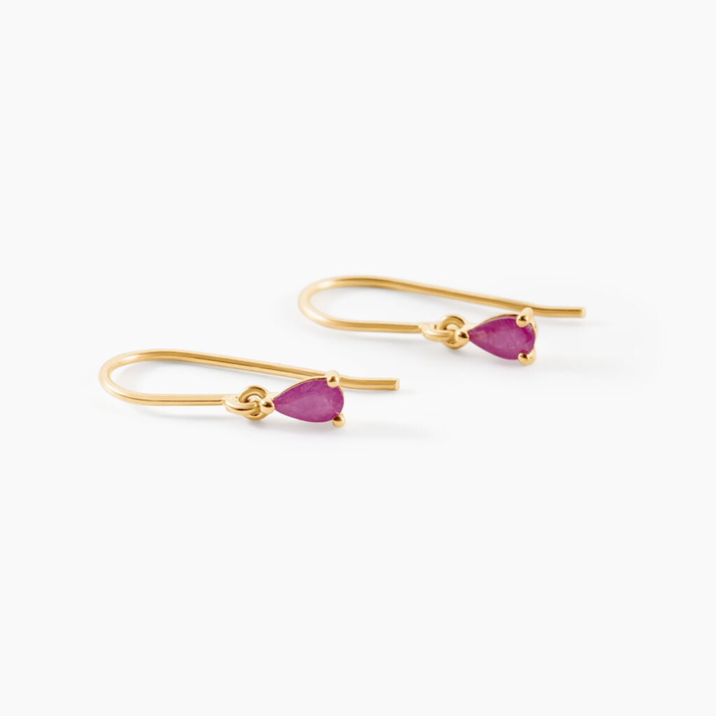Boucles D'Oreilles Puces Onora Or Jaune Rubis - Clous d'oreilles Femme | Histoire d&rsquo;Or