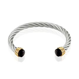 Bracelet Jonc Ouvert Acier Blanc Wladimir Agates - Bracelets fantaisie Homme | Histoire d’Or