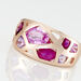 Bague Mosaique Or Rose Amethyste Et Rhodolite Et Saphir - Bagues avec pierre Femme | Histoire d’Or
