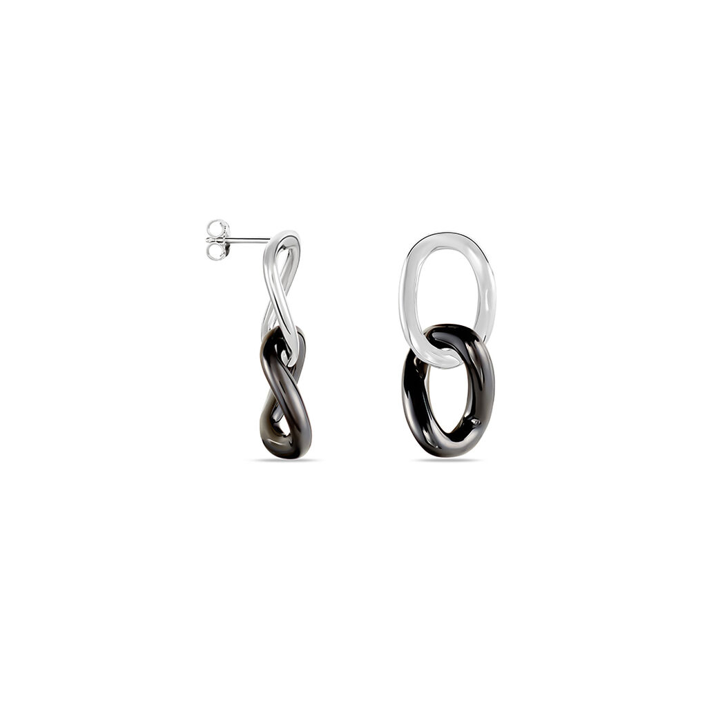Boucles D'oreilles Pendantes Korey Argent Blanc Céramique - Boucles d'oreilles fantaisie Femme | Histoire d’Or