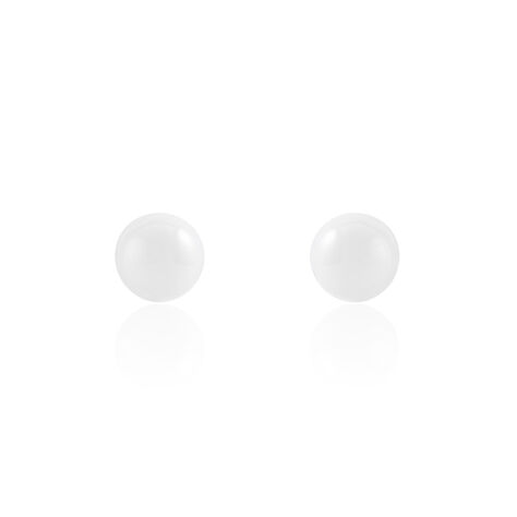 Boucles D'oreilles Puces Solene Argent Blanc Céramique - Boucles d'oreilles fantaisie Femme | Histoire d’Or