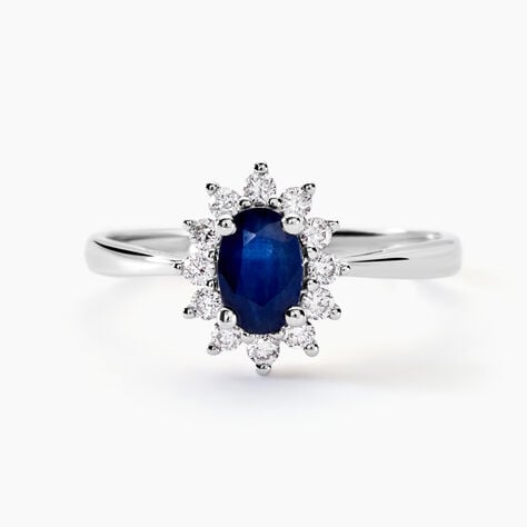 Bague Or Blanc Vladimir  Saphir Diamants - Bagues solitaires Femme | Histoire d’Or