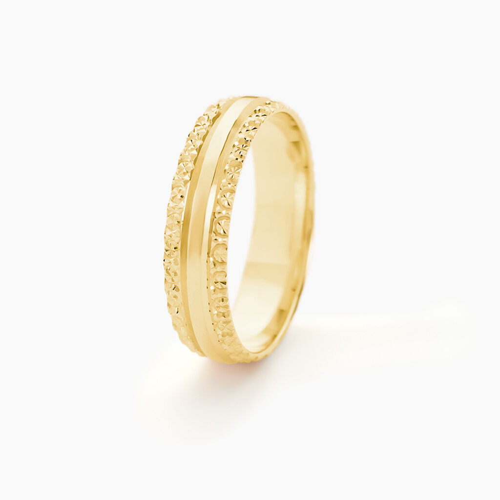 Alliance June 2 Rangs Diamantee Ruban Plat Or Jaune - Alliances Femme | Histoire d’Or