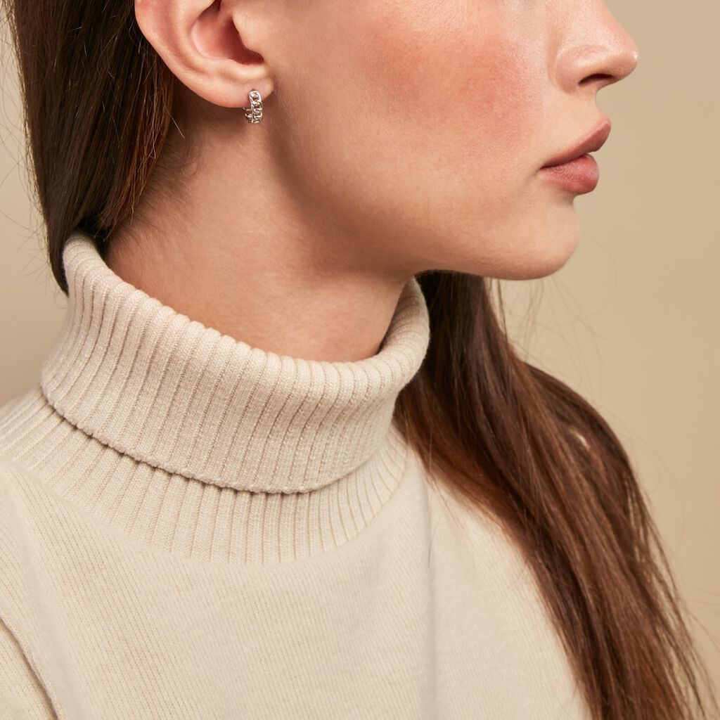 Créoles Linkki Argent Blanc - Boucles d'oreilles créoles Femme | Histoire d’Or