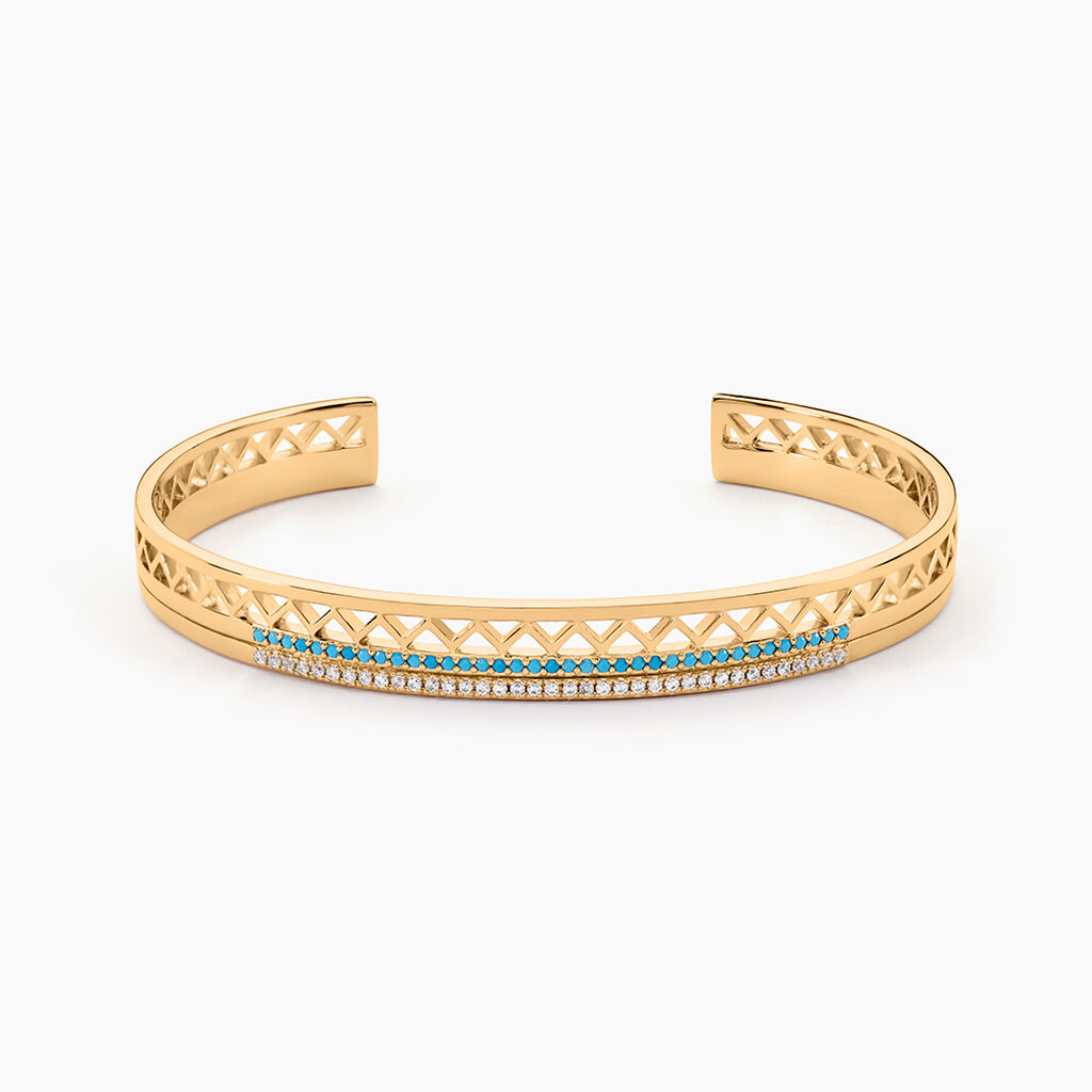 Bracelet Jonc Zoila Plaqu&eacute; Or Pierre De Synthese Et Oxyde - Bracelets joncs Femme | Histoire d&rsquo;Or