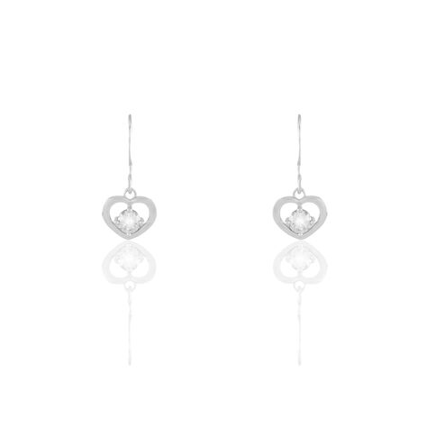 Boucles D'oreilles Pendantes Nalan Argent Blanc Oxyde De Zirconium - Boucles d'Oreilles Coeur Femme | Histoire d’Or