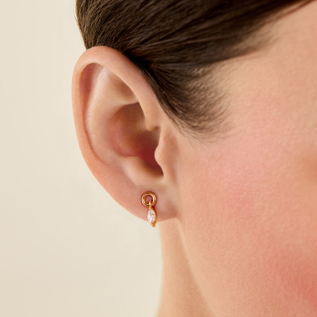 Boucles D'Oreilles Pendantes Amazone Plaqu&eacute; Or Jaune Oxyde De Zirconium - Boucles d'oreilles empierr&eacute;es Femme | Histoire d&rsquo;Or