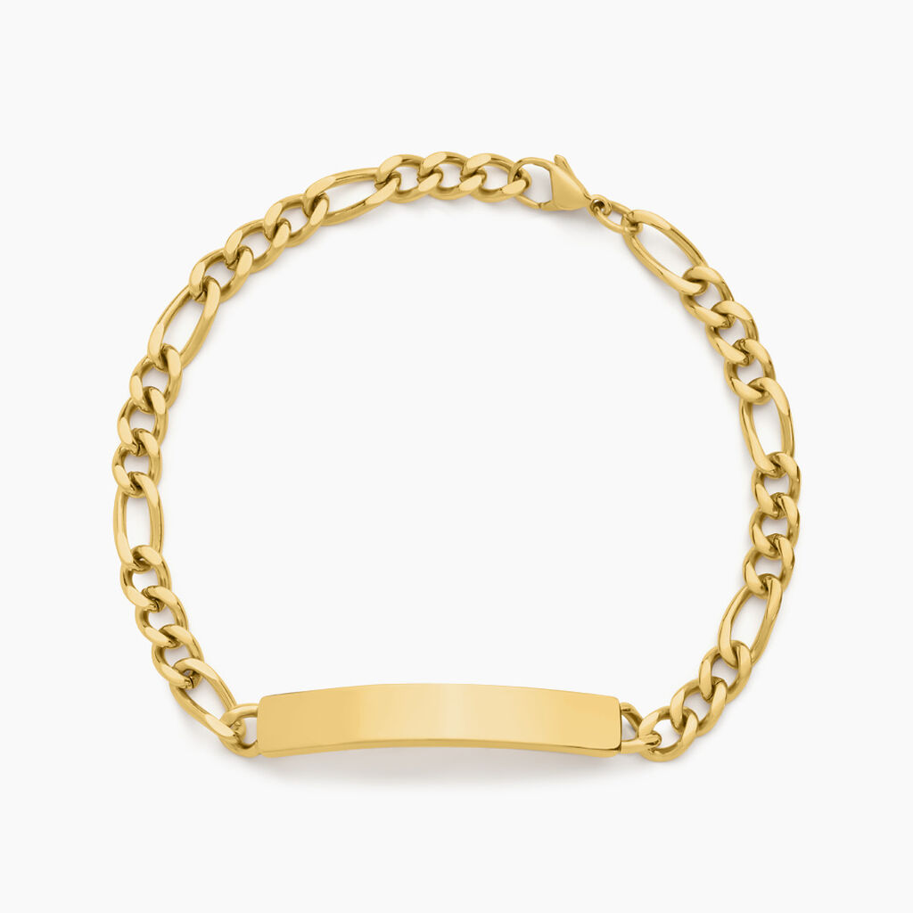 Bracelet Identit&eacute; Jimmy Acier Jaune - Gourmettes Homme | Histoire d&rsquo;Or