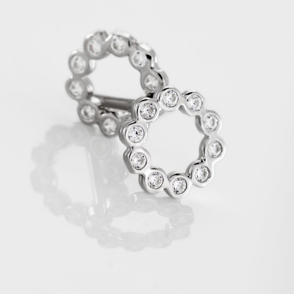 Boucles D'oreilles Puces Argent Blanc Leonhard Oxydes De Zirconium - Boucles d'oreilles fantaisie Femme | Histoire d’Or