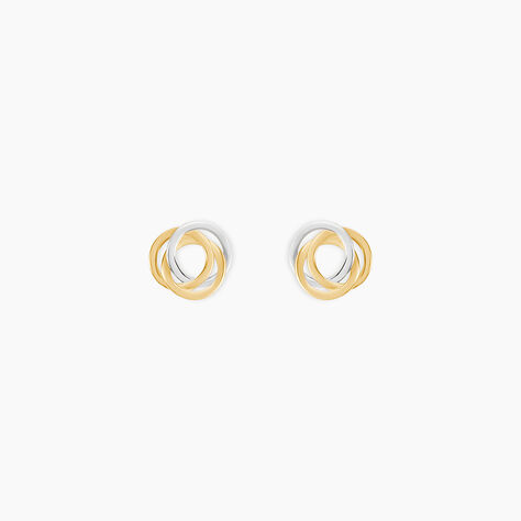 Boucles D'oreilles Puces Edmee Cercle Or Bicolore - Clous d'oreilles Femme | Histoire d’Or