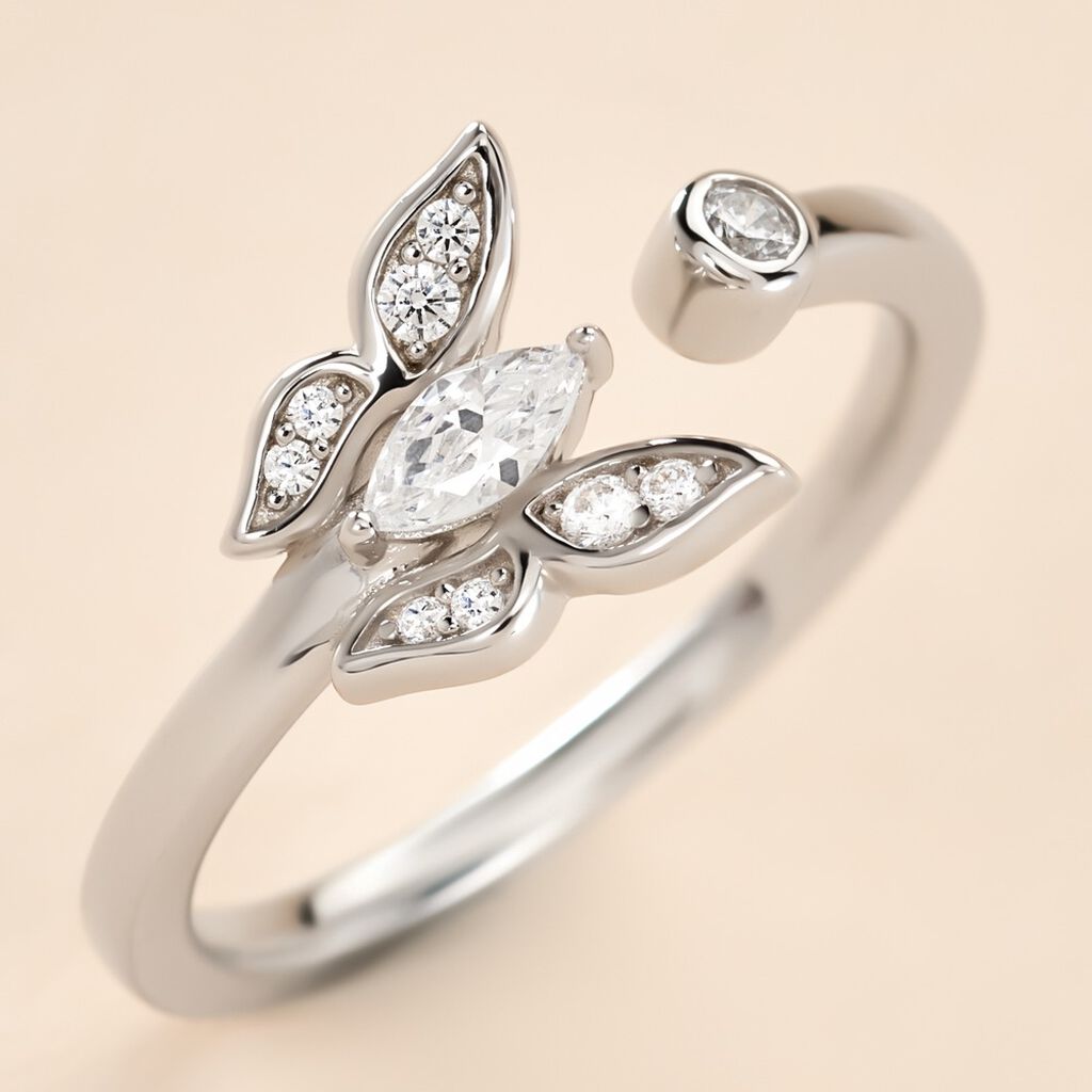 Bague Alill Argent Blanc Oxyde De Zirconium - Bagues solitaires Femme | Histoire d&rsquo;Or