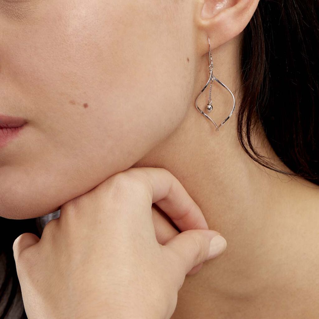 Boucles D'oreilles Pendantes Melaine Argent Blanc - Boucles d'oreilles fantaisie Femme | Histoire d’Or