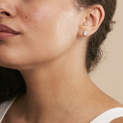 Boucles D'oreilles Puces Codie Argent Blanc Oxyde De Zirconium - Boucles d'oreilles fantaisie Femme | Histoire d’Or