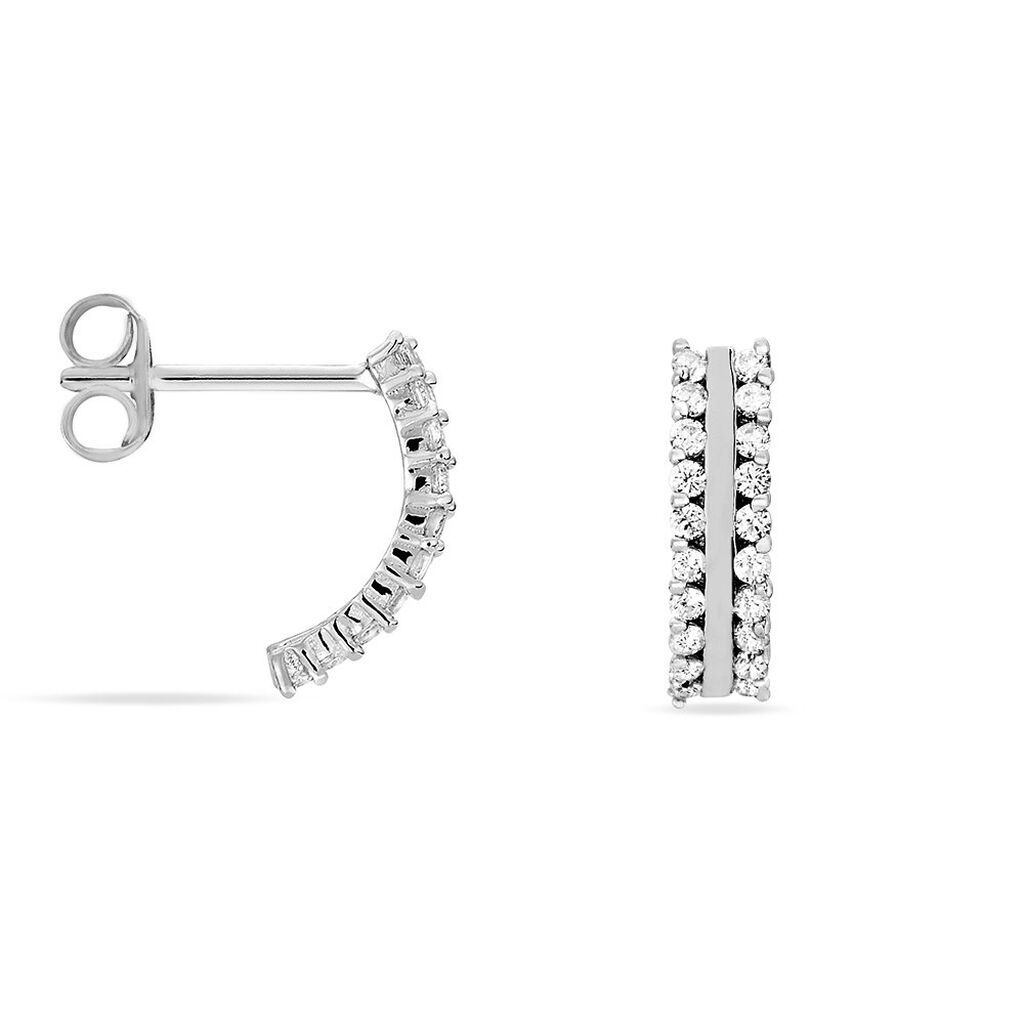 Créoles Sophie Rondes Argent Blanc Oxyde De Zirconium - Boucles d'oreilles créoles Femme | Histoire d’Or