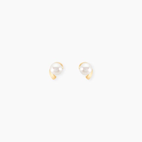 Boucles D'oreilles Puces Odelle Or Jaune Perle De Culture - Clous d'oreilles Femme | Histoire d’Or