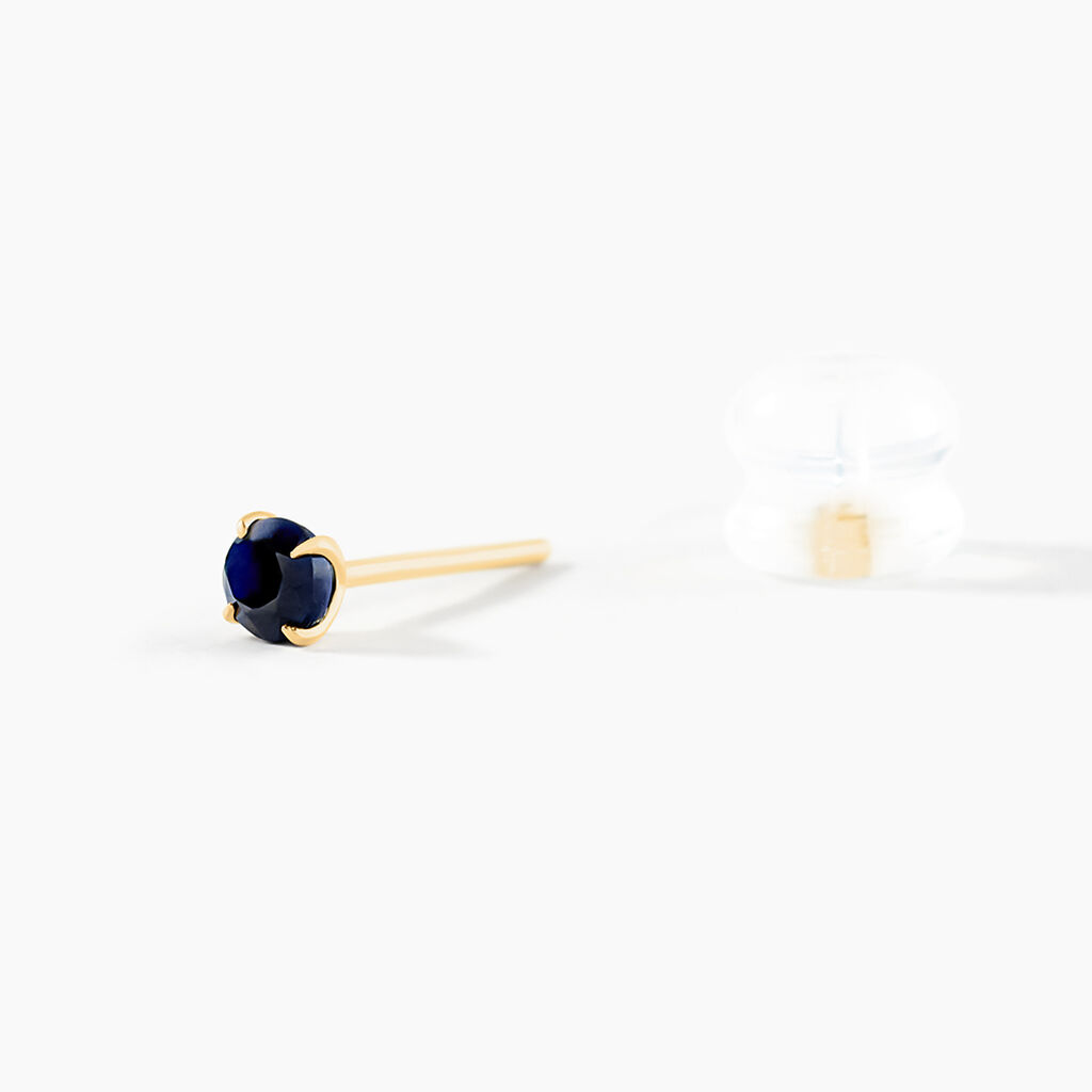 Boucles D'oreilles Puces Elea Serti Griffe Or Jaune Saphir - Clous d'oreilles Femme | Histoire d’Or