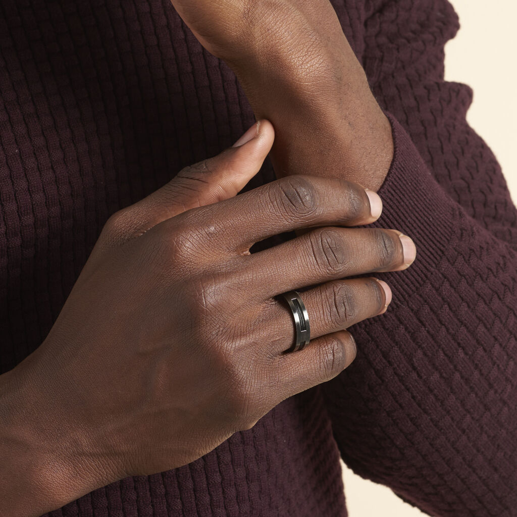 Bague Phebus Him Cosme Acier Noir - Bagues fantaisie Homme | Histoire d’Or