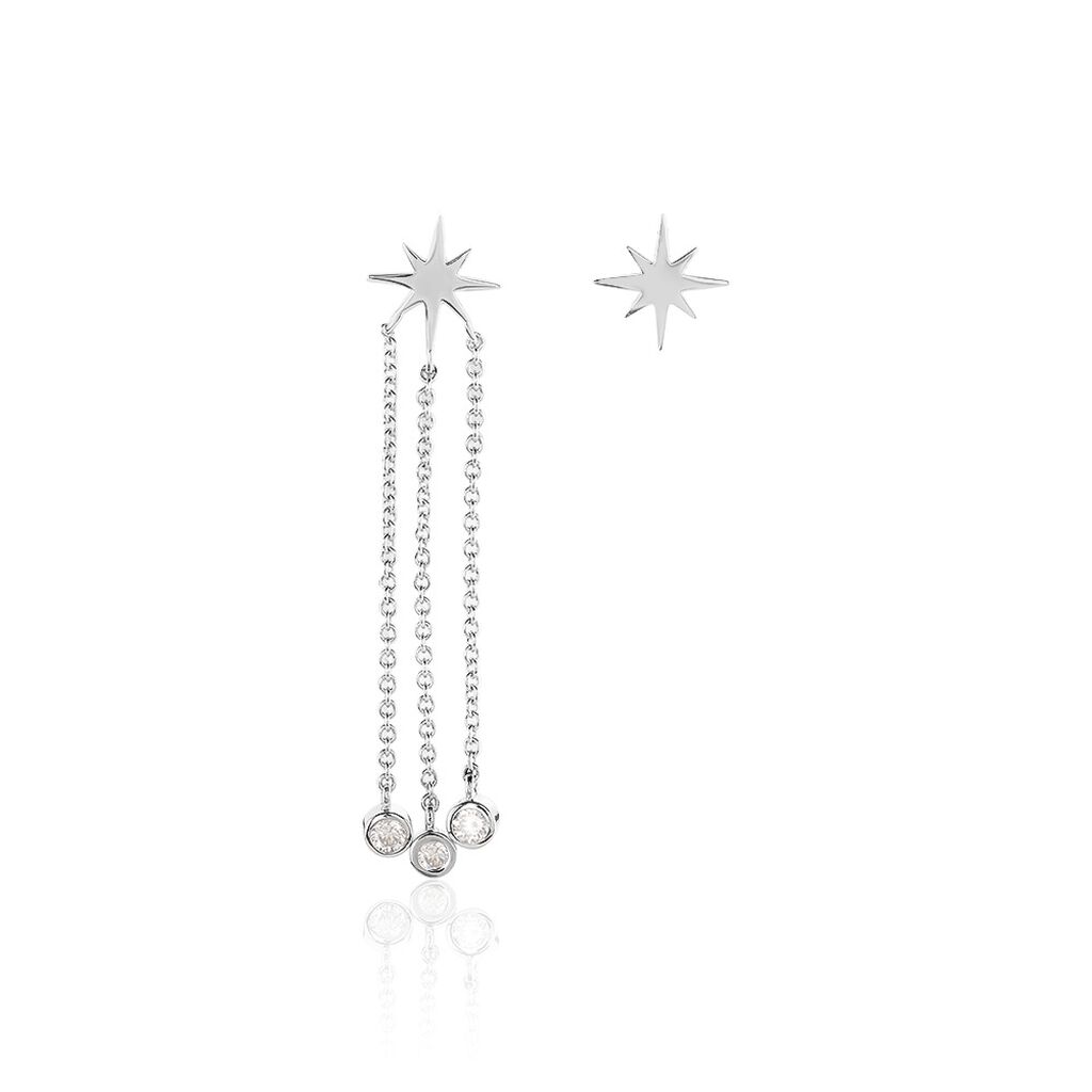 Boucles D'oreilles Pendantes Clarence Argent Blanc Oxyde De Zirconium - Boucles d'oreilles fantaisie Femme | Histoire d&rsquo;Or