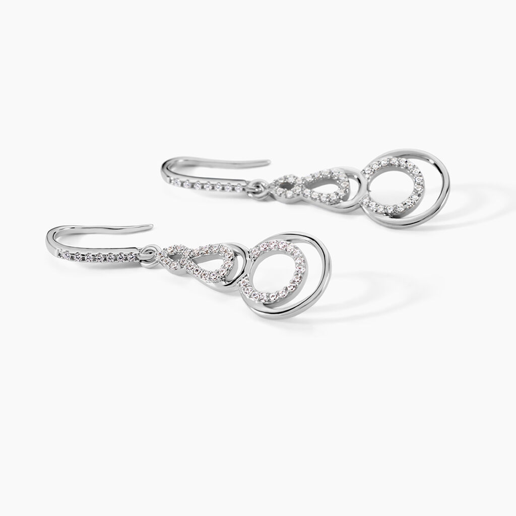 Boucles D'oreilles Pendantes Greta Argent Blanc - Boucles d'oreilles fantaisie Femme | Histoire d&rsquo;Or