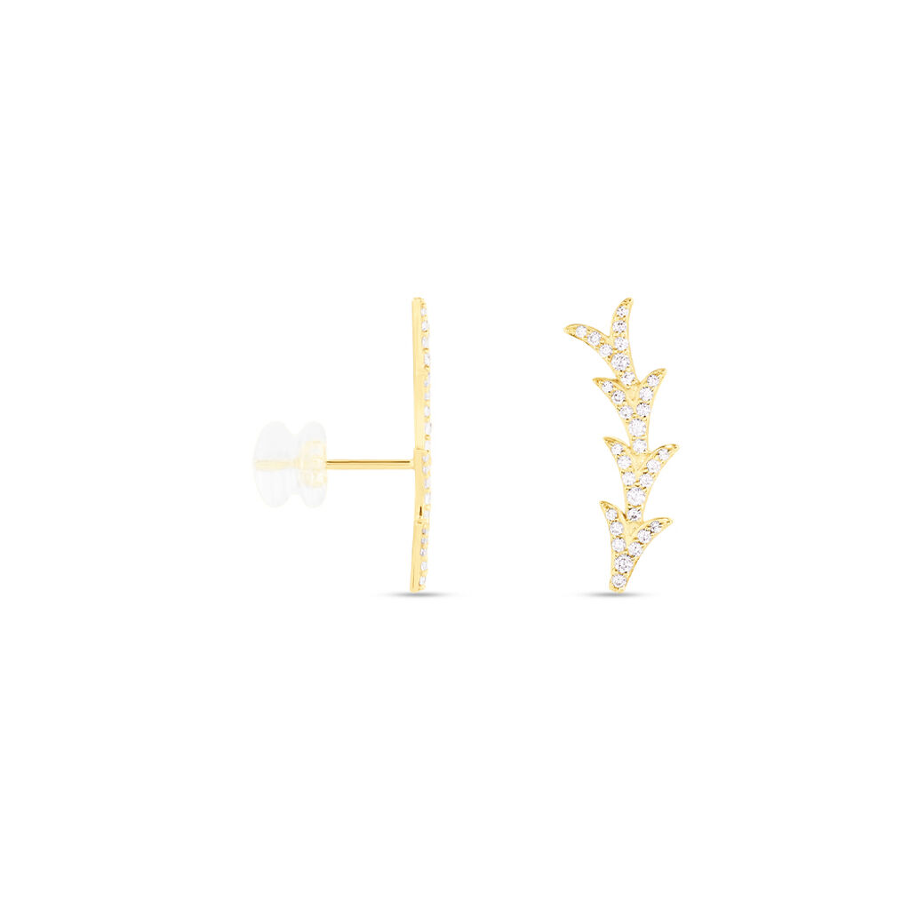 Boucles D'oreilles Puces Ligeia Or Jaune Oxyde De Zirconium - Clous d'oreilles Femme | Histoire d&rsquo;Or