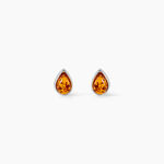 Boucles D'oreilles Puces Argent Blanc Junie Ambre - Boucles d'oreilles fantaisie Femme | Histoire d&rsquo;Or