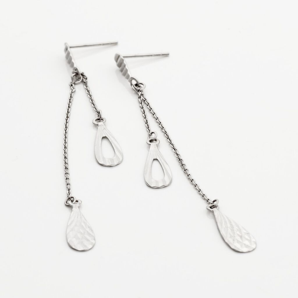 Boucles D'oreilles Pendantes Anila Gouttes Or Blanc - Boucles d'oreilles pendantes Femme | Histoire d&rsquo;Or