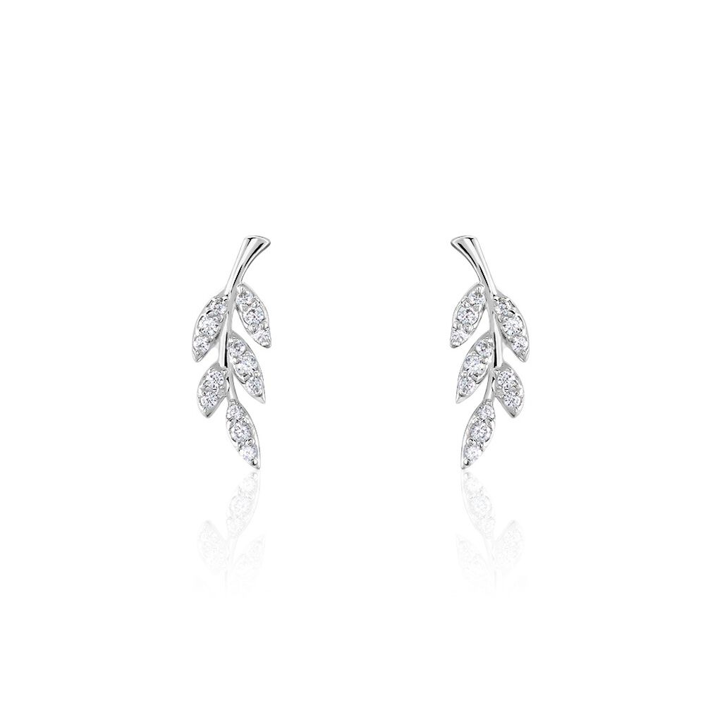 Boucles D'oreilles Puces Alma Argent Blanc Oxyde De Zirconium - Boucles d'oreilles fantaisie Femme | Histoire d’Or