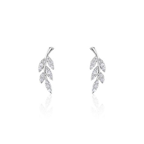 Boucles D'oreilles Puces Alma Argent Blanc Oxyde De Zirconium - Boucles d'oreilles fantaisie Femme | Histoire d’Or