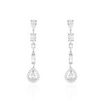 Boucles D'oreilles Pendantes Candia Or Blanc Oxyde De Zirconium - Boucles d'oreilles pendantes Femme | Histoire d&rsquo;Or