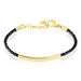 Bracelet Boshra Acier Dore Cuir Noir - Bracelets fantaisie Femme | Histoire d’Or