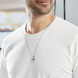 Collier Cruzi Acier Bicolore Pierre De Synthese - Colliers fantaisie Homme | Histoire d’Or