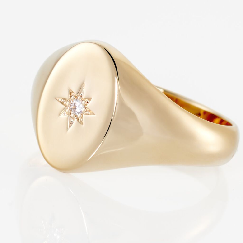 Chevali&egrave;re Gwennen Plaqu&eacute; Or Oxyde De Zirconium - Bagues solitaires Femme | Histoire d&rsquo;Or
