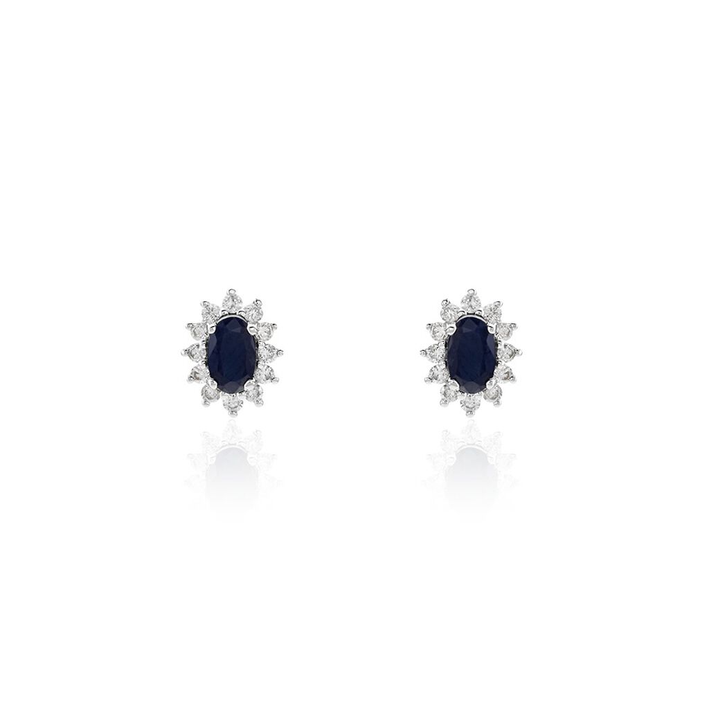 Boucles D'oreilles Puces Vladimir Or Blanc Saphir Diamant - Clous d'oreilles Femme | Histoire d’Or