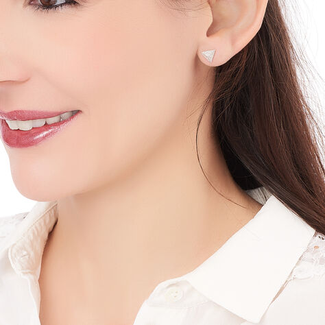 Boucles D'oreilles Puces Cleofa Argent Blanc Oxyde De Zirconium - Boucles d'oreilles fantaisie Femme | Histoire d’Or