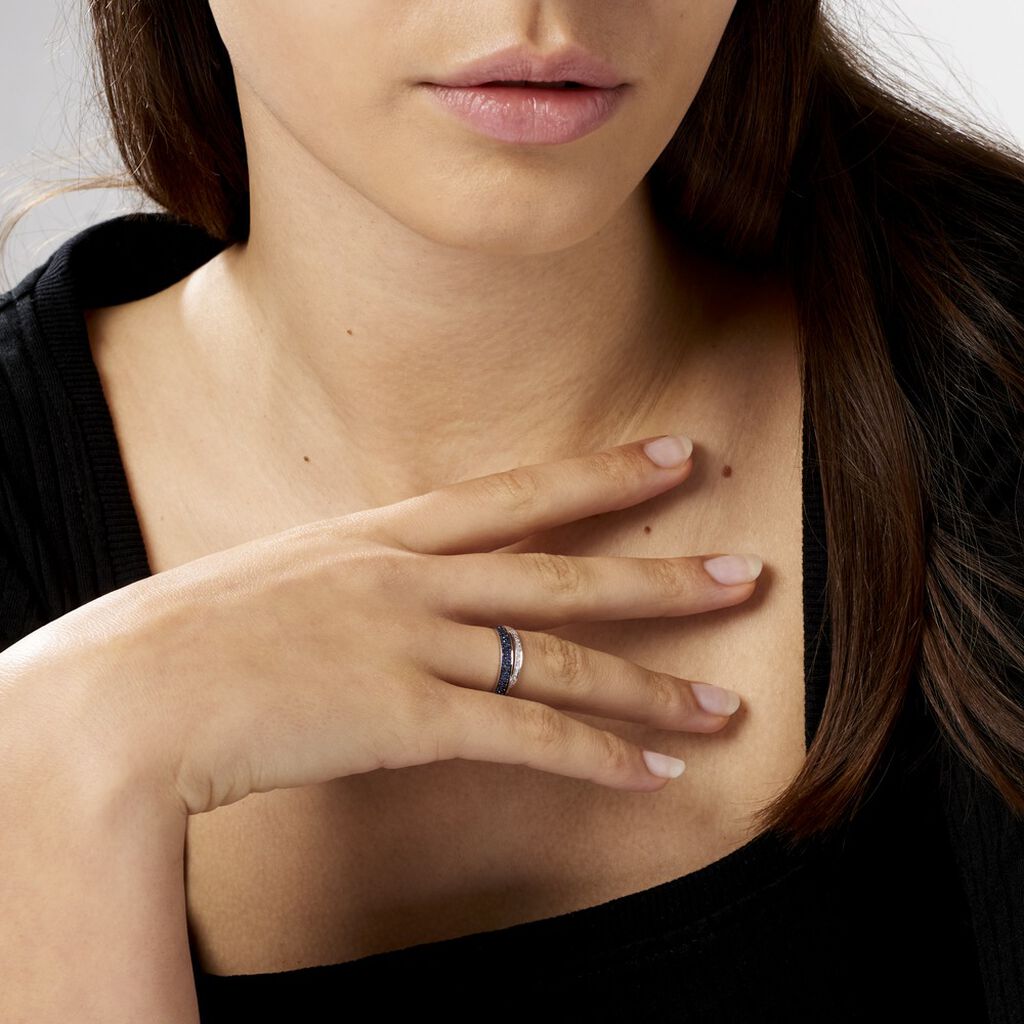 Bague Agapanthe Or Blanc Saphir Et Diamant - Bagues avec pierre Femme | Histoire d’Or