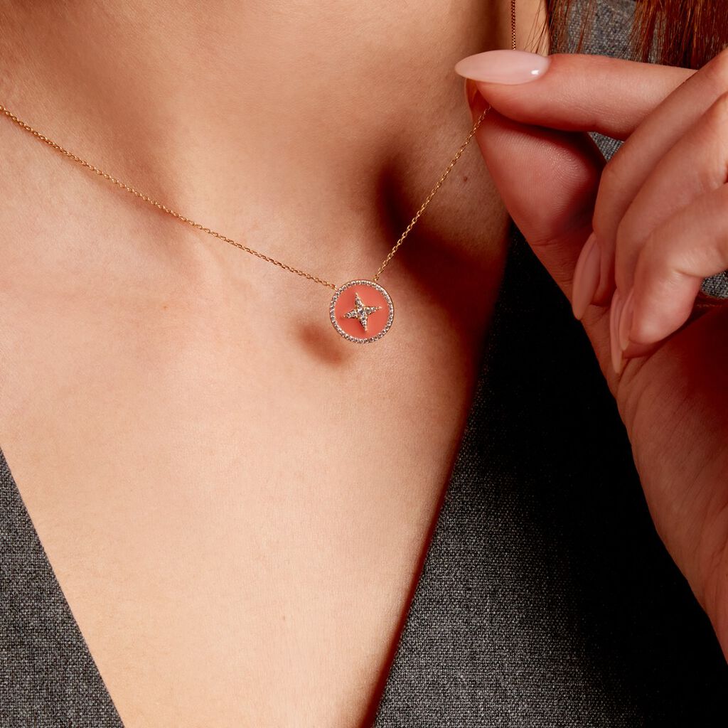 Collier Or Jaune Sweet Rosace Oxyde De Zirconium - Colliers Femme | Histoire d’Or